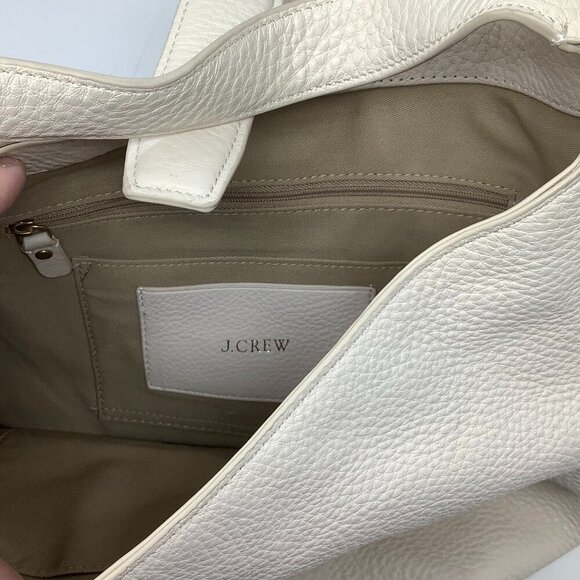 J. Crew Signet Hobo Bag leather cream striped crossbody purse EUC - Picture 7 of 8